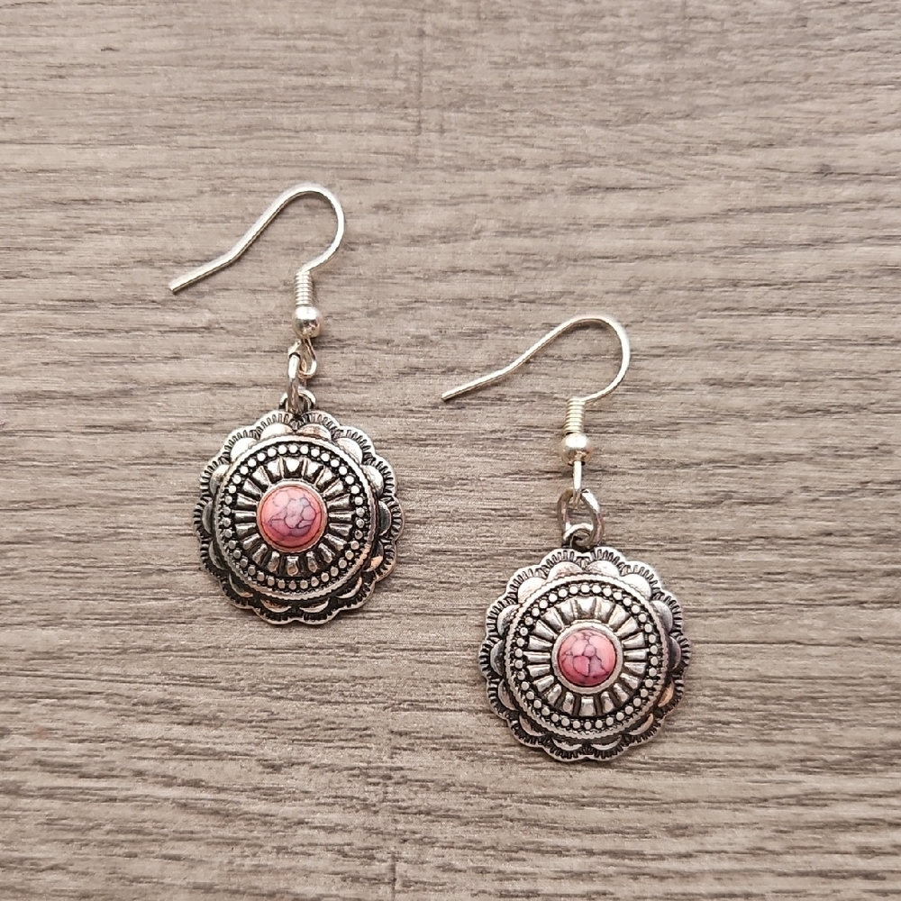 Elegant Silver and Pink Dangle Earrings